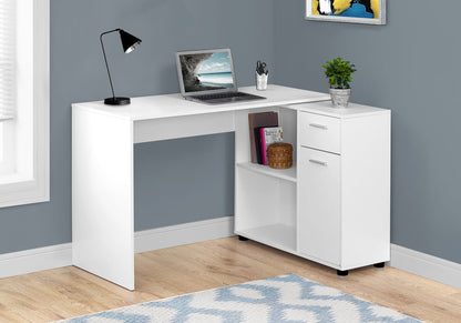 46" White L Shape Computer Desk With Two Drawers