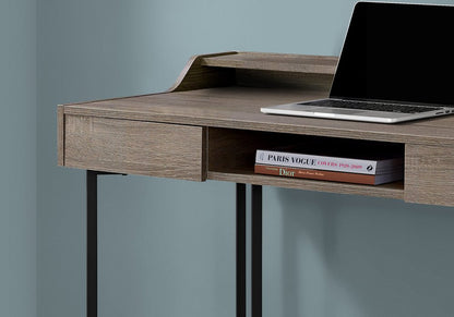 48" Taupe and Black Writing Desk With Two Drawers
