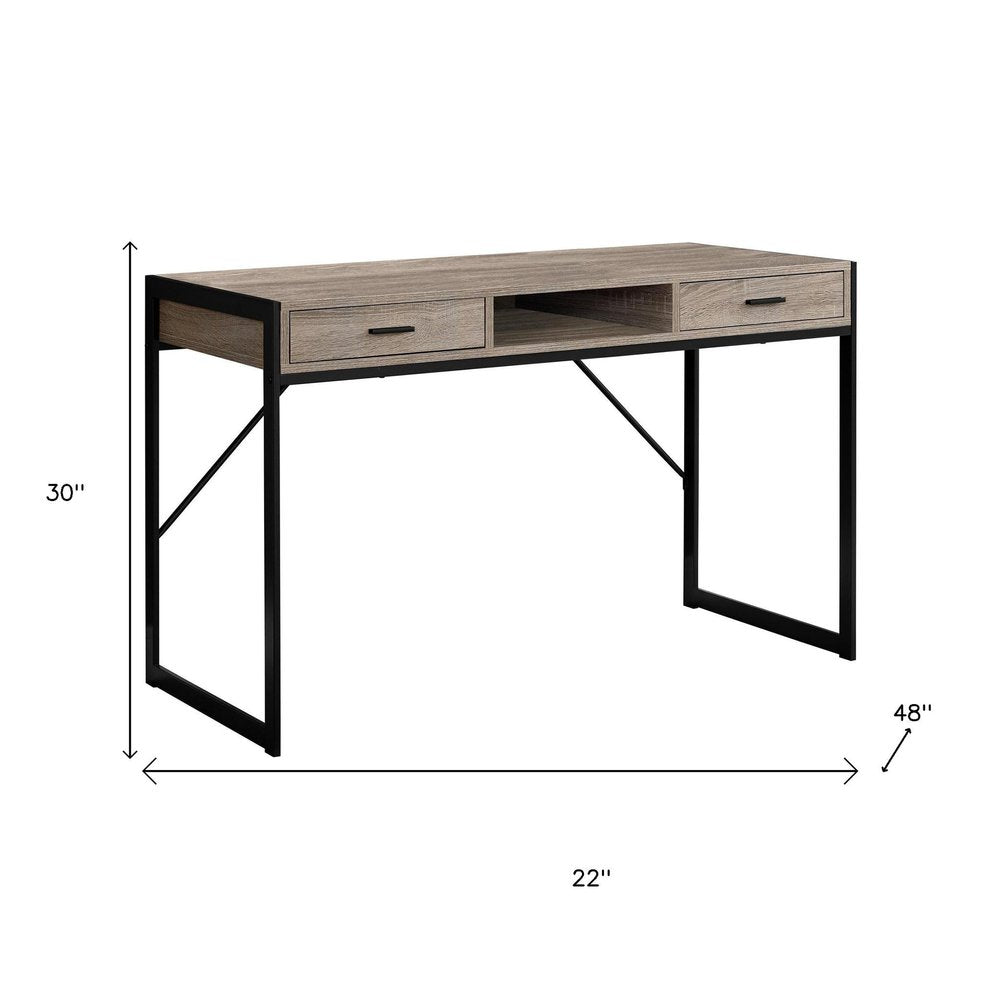 22" White and Silver Computer Desk With Two Drawers