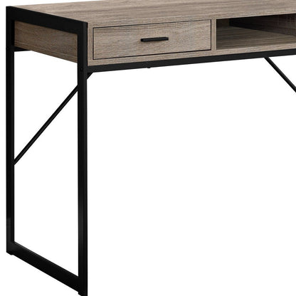 48" Dark Brown and Silver Computer Desk With Two Drawers
