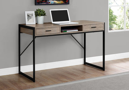 48" White and Silver Computer Desk With Two Drawers