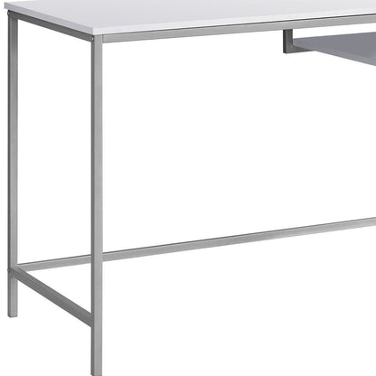 48" White and Silver Computer Desk