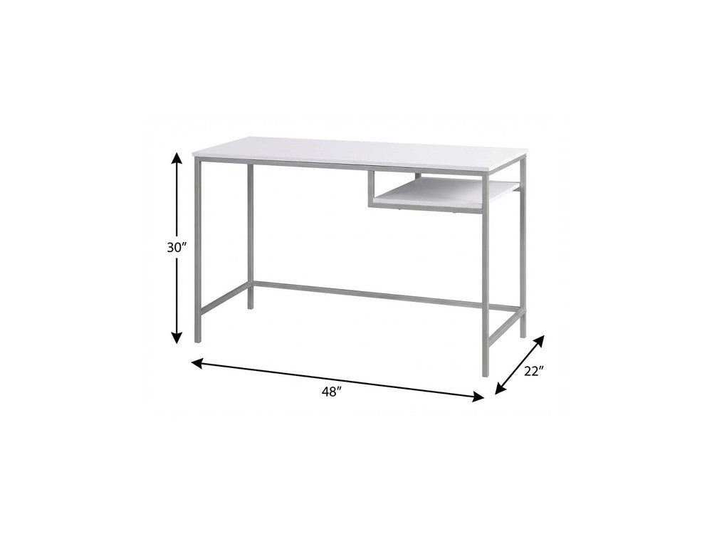 48" White and Silver Computer Desk