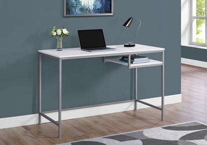 48" White and Silver Computer Desk