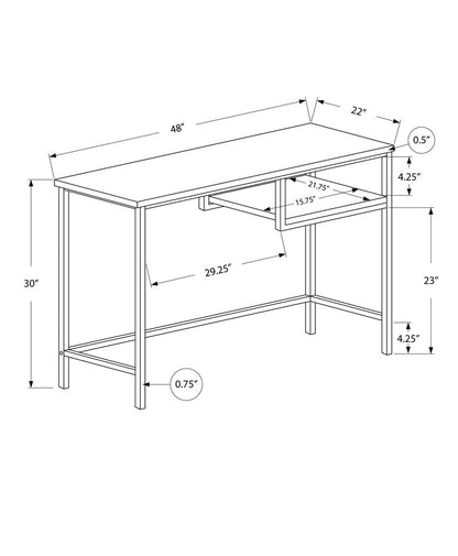 48" White and Silver Computer Desk