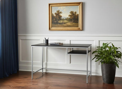 48" Taupe and Black Wood and Iron Computer Desk