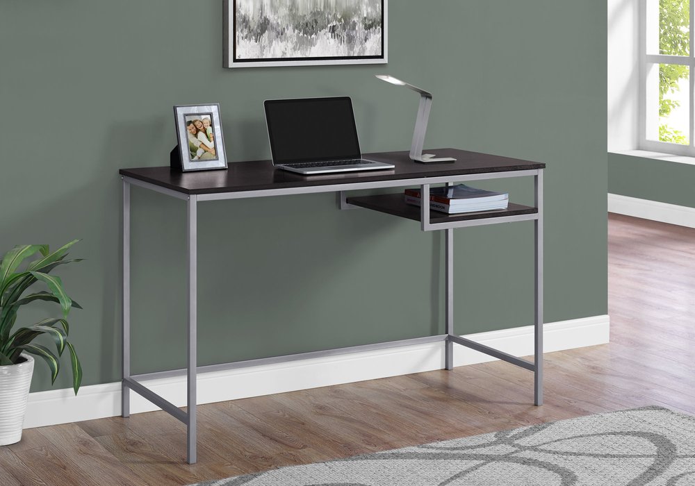 48" White and Silver Computer Desk
