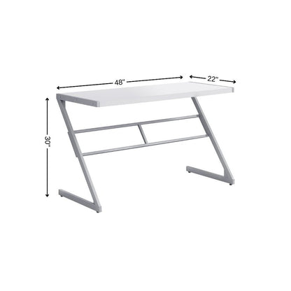 48" White and Silver Computer Desk
