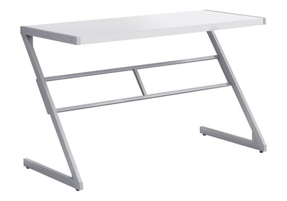 48" White and Silver Computer Desk