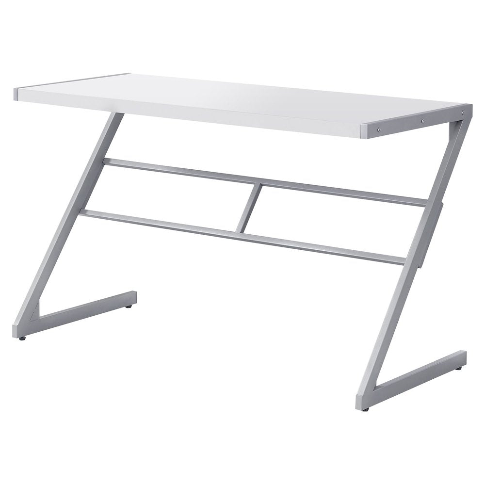 48" White and Silver Computer Desk