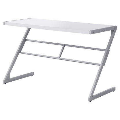 48" White and Silver Computer Desk