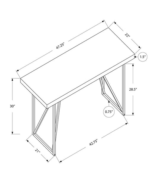 47" White and Silver Computer Desk