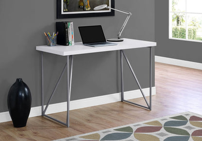 47" White and Silver Computer Desk