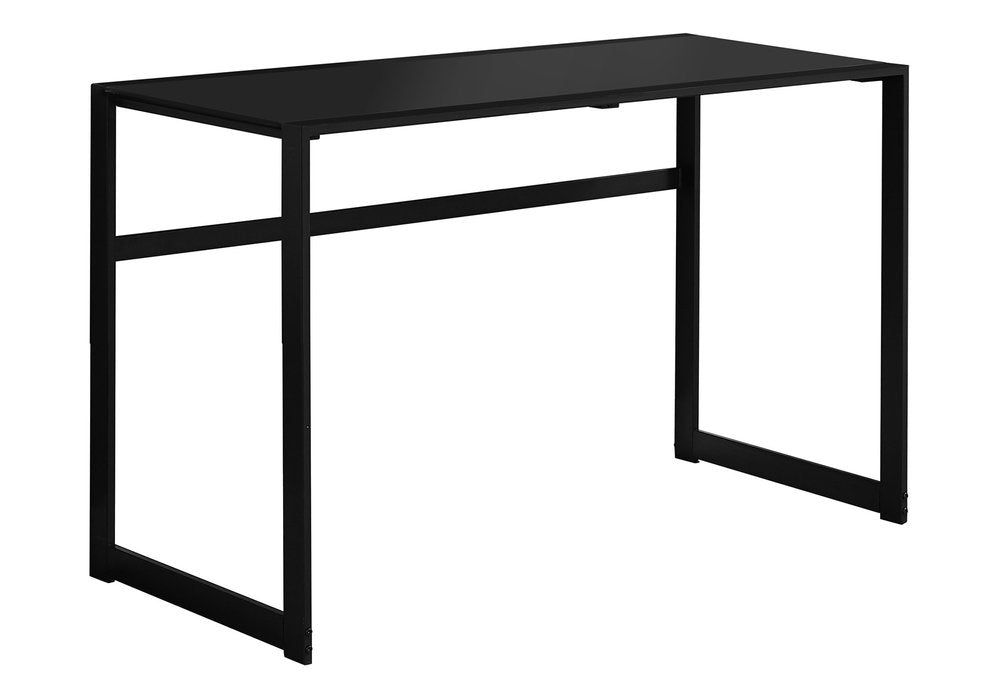48" Black Glass Computer Desk