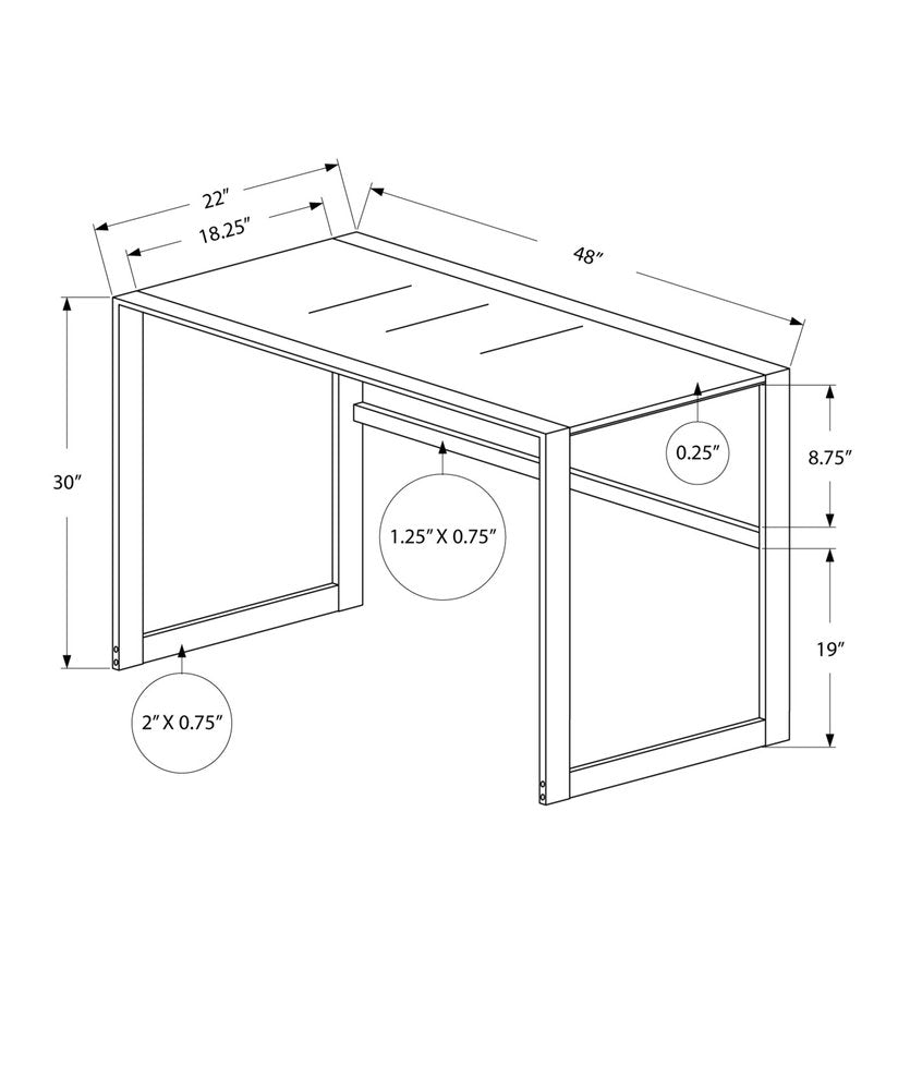 48" Black Glass Computer Desk