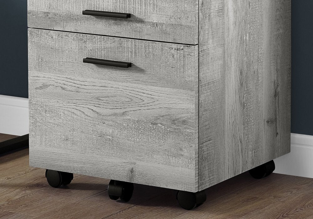 25" Grey Particle Board And Wood Filing Cabinet With Drawers