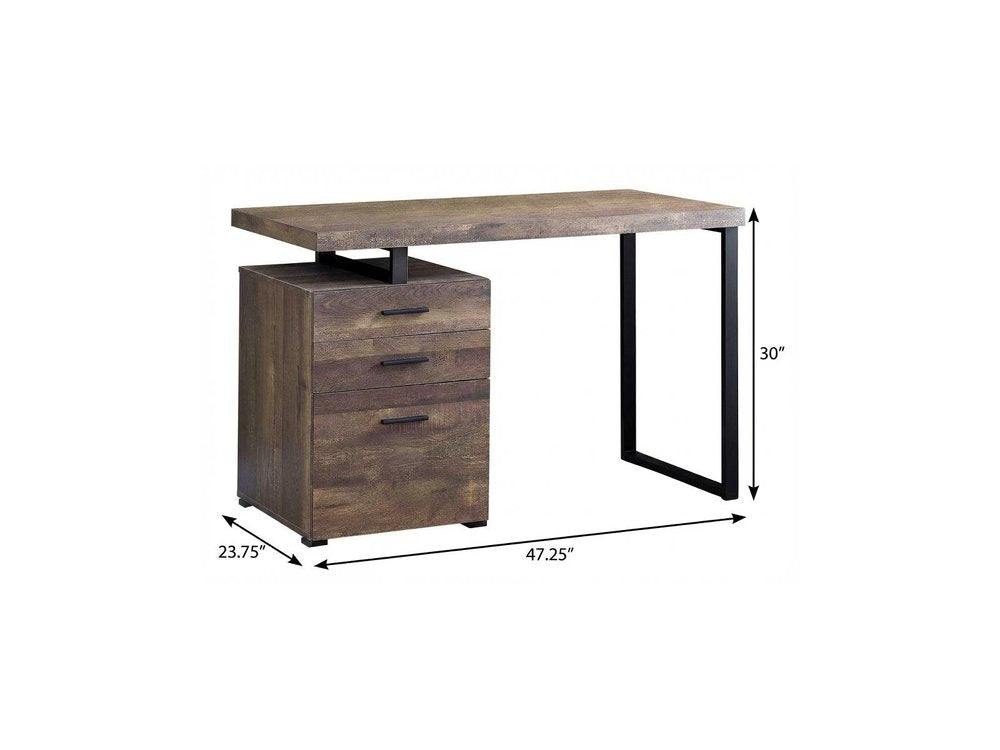 47" Brown and Black Computer Desk With Three Drawers