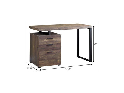 47" Brown and Black Computer Desk With Three Drawers