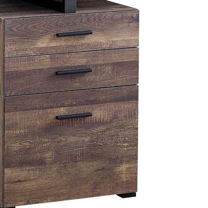 24" Taupe and Black Computer Desk With Three Drawers