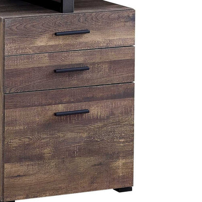 47" Brown and Black Computer Desk With Three Drawers