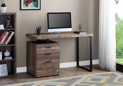 47" Brown and Black Computer Desk With Three Drawers