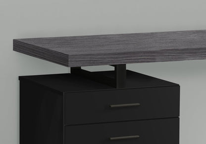 47" Gray and Black Computer Desk With Three Drawers