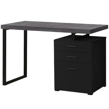 47" Gray and Black Computer Desk With Three Drawers