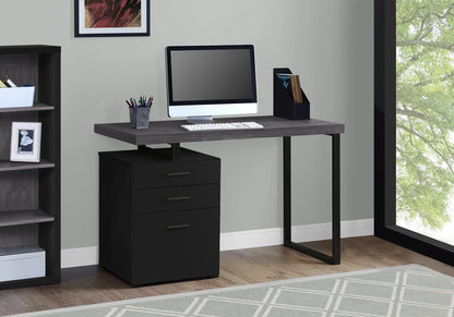 47" Gray and Black Computer Desk With Three Drawers