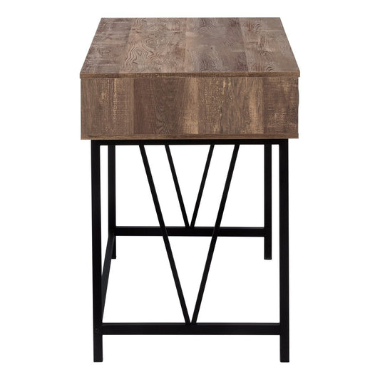 24" Brown and Black Computer Desk With Two Drawers