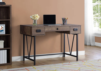 24" Brown and Black Computer Desk With Two Drawers