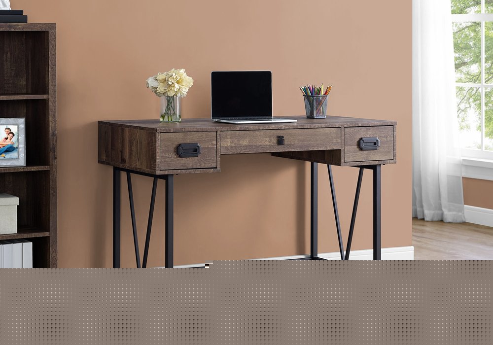 47" Brown and Black Computer Desk With Two Drawers