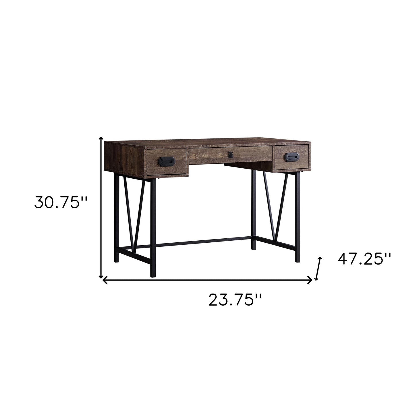 24" Brown and Black Computer Desk With Two Drawers
