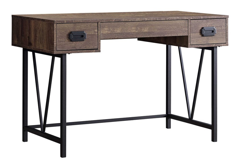 47" Brown and Black Computer Desk With Two Drawers