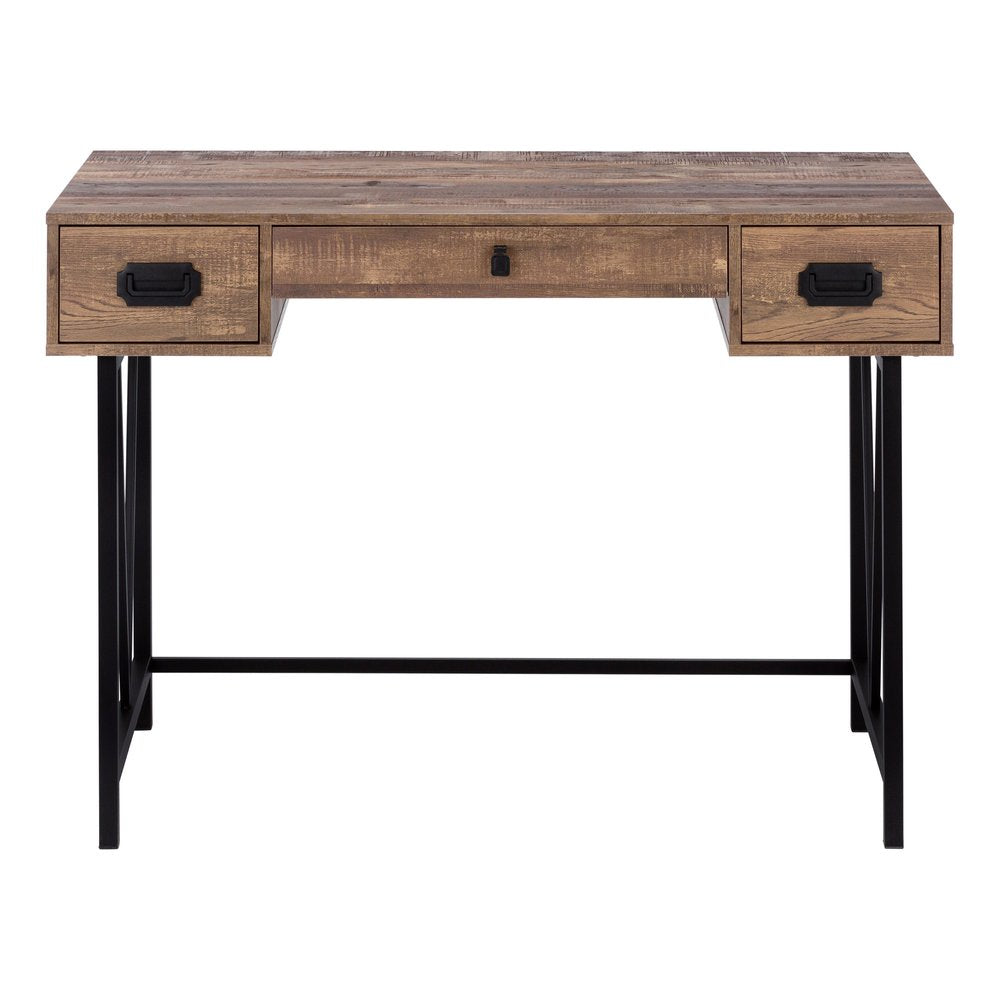 47" Brown and Black Computer Desk With Two Drawers