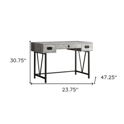 24" Brown and Black Computer Desk With Two Drawers