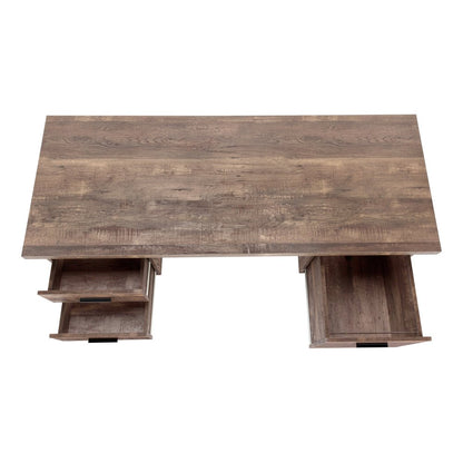 60" Taupe and Black Computer Desk With Three Drawers