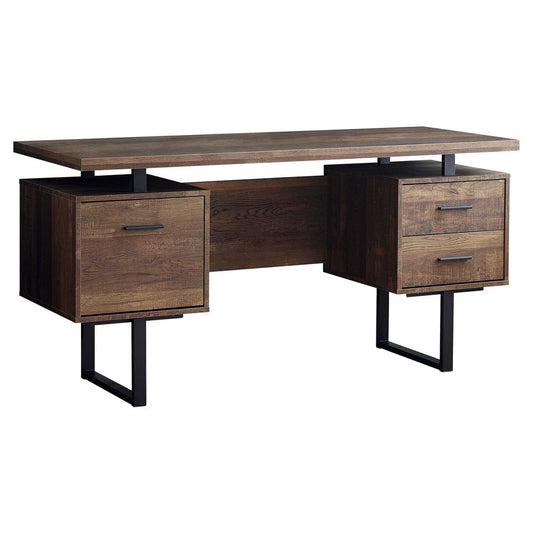 60" Taupe and Black Computer Desk With Three Drawers