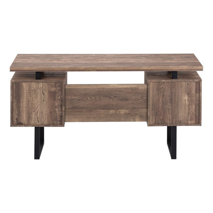 60" Brown and Black With Three Drawers