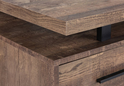 60" Brown and Black With Three Drawers