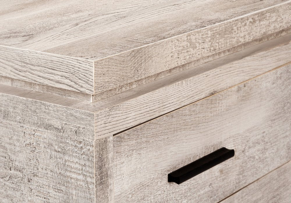 60" Taupe L Shape Computer Desk With Three Drawers