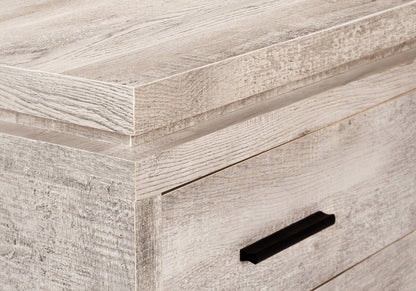 60" Taupe L Shape Computer Desk With Three Drawers