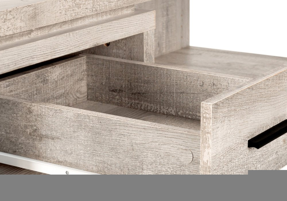 60" Taupe L Shape Computer Desk With Three Drawers