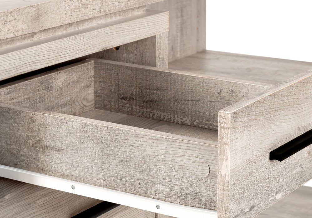 60" Taupe L Shape Computer Desk With Three Drawers