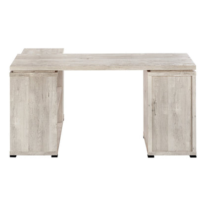 60" Taupe L Shape Computer Desk With Three Drawers