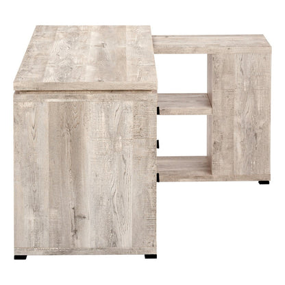 60" Taupe L Shape Computer Desk With Three Drawers