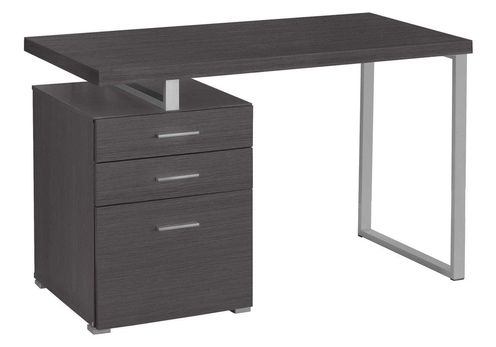 47" Gray and Black Computer Desk With Three Drawers