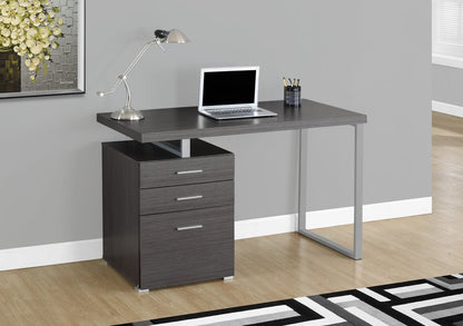 47" Gray and Silver Computer Desk With Three Drawers