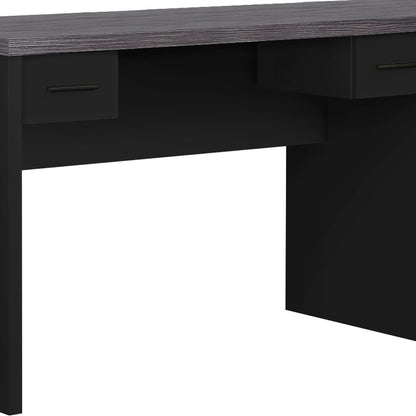 63" Brown L Shape Computer Desk With Eight Drawers