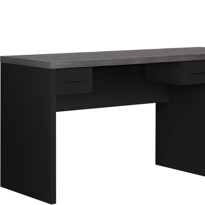 63" Brown L Shape Computer Desk With Eight Drawers