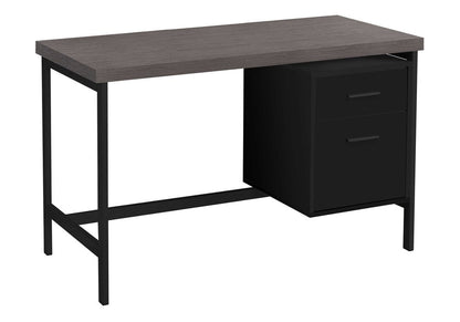 24" Gray and Black Computer Desk With Two Drawers